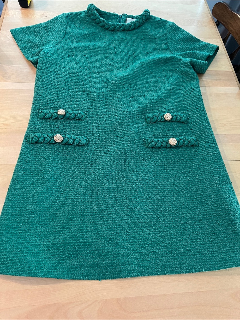 Tuckernuck Emerald Green Textured Shift Dress with Braided Trim - Picture 8 of 12